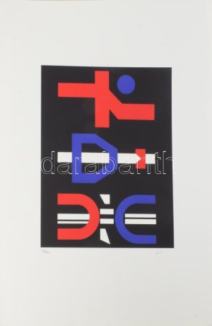 Schöffer, Nicolas (Miklós) (1912-1992): Geometrikus kompozíció (cím nélkül). Szitanyomat, papír, jelzett, számozott (40...