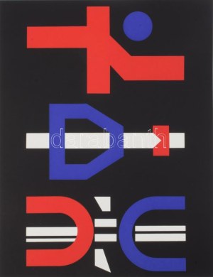 Schöffer, Nicolas (Miklós) (1912-1992): Geometrikus kompozíció (cím nélkül). Szitanyomat, papír, jelzett, számozott (40...
