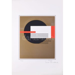 Erich Buchholz (1891-1972): Konstruktivista kompozíció (cím nélkül), 1922-1971. Szitanyomat, papír. Jelzett. Számozott ...