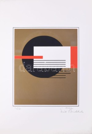 Erich Buchholz (1891-1972): Konstruktivista kompozíció (cím nélkül), 1922-1971. Szitanyomat, papír. Jelzett. Számozott ...