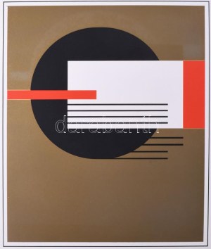 Erich Buchholz (1891-1972): Konstruktivista kompozíció (cím nélkül), 1922-1971. Szitanyomat, papír. Jelzett. Számozott ...