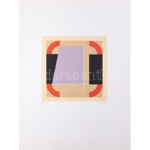 Konok Tamás (1930-2020): Geometrikus kompozíció, 1991. Szitanyomat, papír, jelzett, számozott (26/40). 28×28 cm ...