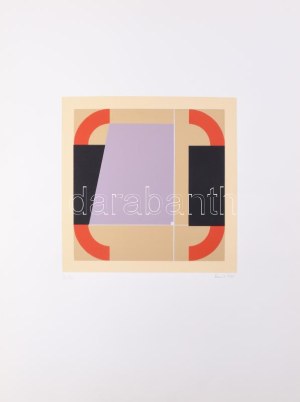Konok Tamás (1930-2020): Geometrikus kompozíció, 1991. Szitanyomat, papír, jelzett, számozott (26/40). 28×28 cm ...