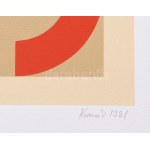 Konok Tamás (1930-2020): Geometrikus kompozíció, 1991. Szitanyomat, papír, jelzett, számozott (26/40). 28×28 cm ...