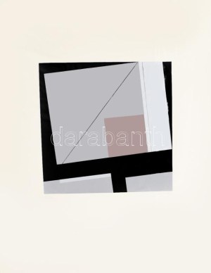 Konok Tamás (1930-2020): Geometrikus kompozíció, 1991. Szitanyomat, papír, jelzett, számozott (22/40). 28×28 cm ...