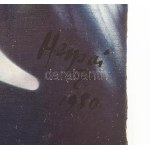 Herpai Zoltán (1951-2011): Kék, holdas nő, 1980. Olaj, fa, jelezve jobbra lent. Dekoratív, kissé sérült fakeretben...