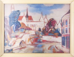 Balogh Ervin (1925-2020): Halászbástya, Budapest, 1970-es évek. Olaj, farost, jelezve balra lent...