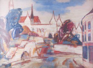 Balogh Ervin (1925-2020): Halászbástya, Budapest, 1970-es évek. Olaj, farost, jelezve balra lent...