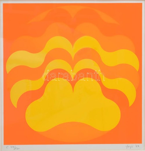 Fajó János (1937-2018): Formaünnep, 1987. Szitanyomat, papír, jelzett. Számozott: 49/130. 31,5x31,5 cm...