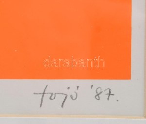 Fajó János (1937-2018): Formaünnep, 1987. Szitanyomat, papír, jelzett. Számozott: 49/130. 31,5x31,5 cm...
