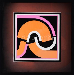 Joláthy Attila (1927-1998): Grafika (FNR 777, 1977). Szitanyomat, papír, jelzett a nyomaton. Plexiüvegezett tárlóban...