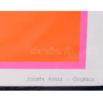 Joláthy Attila (1927-1998): Grafika (FNR 777, 1977). Szitanyomat, papír, jelzett a nyomaton. Plexiüvegezett tárlóban...