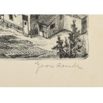 Gross Arnold (1929-2015): Tbilisi régi városrész, Grúzia. Rézkarc, papír, jelzett, kartonra kasírozva...