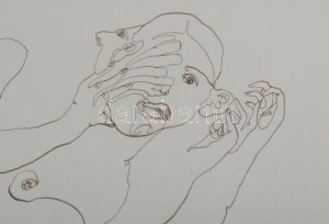 Lévai Ádám (1967-): Két nő ugyanazt álmodja, 2005. Tus, papír, jelzett...