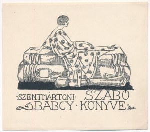 Sassy Attila (1880-1967): Szentmártony Szabó Babcy könyve (ex libris), klisé, papír, jelzett a klisén...