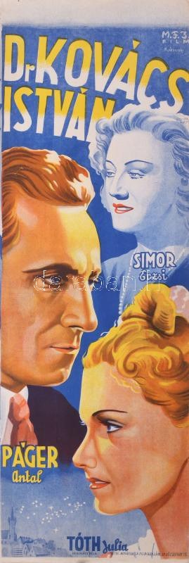 1942 Dr. Kovács István. Moziplakát (filmplakát, rácsplakát). Fekete István regénye után, Páger Antal főszereplésével...
