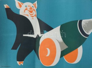 Gönczi-Gebhardt Tibor (1902-1994): Közért, boldog új évet kívánunk, 1970 körül. Reklámplakát, ofszet, papír...