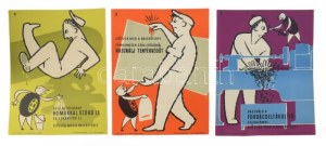 ca 1970 10 db balesetmegelőzési plakát 1-10. számokkal, gumi figurás rajzokkal. Nyomdakísérleti, papír, szép állapotban...