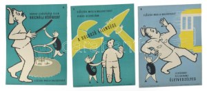 ca 1970 10 db balesetmegelőzési plakát 1-10. számokkal, gumi figurás rajzokkal. Nyomdakísérleti, papír, szép állapotban...