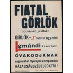 "Fiatal Görlök (...)", Igmándi keserűvíz kisplakát, papír, Globus-Nyomda, Bp., 24×17 cm