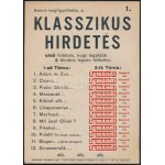 "Klasszikus hirdetés (...)", Igmándi keserűvíz kisplakát, papír, Globus-Nyomda, Bp., 24×17 cm
