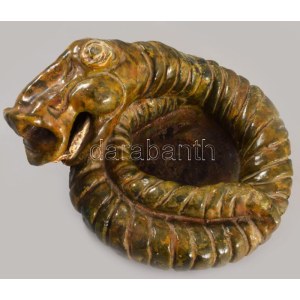 Gorka Lívia (1925-2011): Kígyó. Kézzel formált mázas kerámia figura, jelzett, d: 17 cm, m: 10 cm /// Lívia Gorka (1925...