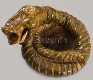 Gorka Lívia (1925-2011): Kígyó. Kézzel formált mázas kerámia figura, jelzett, d: 17 cm, m: 10 cm /// Lívia Gorka (1925...