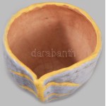 Gorka Lívia (1925-2011): Türkiz-sárga madaras váza, festett mázas kerámia, jelzett, hibátlan m: 12 cm, d: 14 cm...