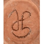 Gorka Lívia (1925-2011): Türkiz-sárga madaras váza, festett mázas kerámia, jelzett, hibátlan m: 12 cm, d: 14 cm...