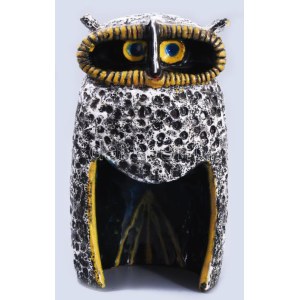 Pál Ferenc (1914-2008): Retro iparművész bagoly kerámia, jelzett, kis mázhibával, m: 19,5 cm /// Ferenc Pál (1914?2008)...