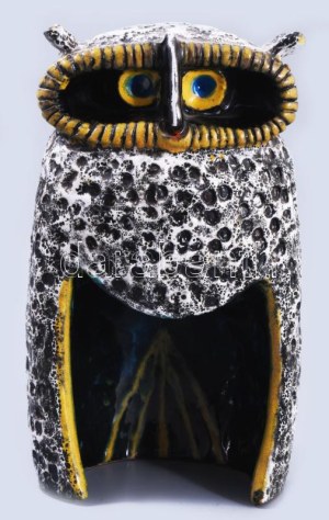 Pál Ferenc (1914-2008): Retro iparművész bagoly kerámia, jelzett, kis mázhibával, m: 19,5 cm /// Ferenc Pál (1914?2008)...