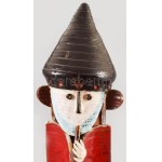 Papp János István (1934-2004): Nagyméretű mázas kerámia figura, kézzel festett, alján jelzett...