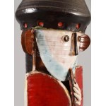 Papp János István (1934-2004): Nagyméretű mázas kerámia figura, kézzel festett, alján jelzett...