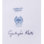 Hollóházi Manufaktúra, Gulyás Kati (1945-) képzőművész: Váza világtérkép dekorral. cca 1998, kísérleti darab, jelzett...