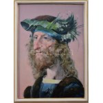 Hollóházi Szász Endre porcelánkép: Lovag. Porcelán, jelzett, 2002 Magyar Termék - Nagydíj, hibátlan, 19,5x14...