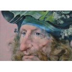 Hollóházi Szász Endre porcelánkép: Lovag. Porcelán, jelzett, 2002 Magyar Termék - Nagydíj, hibátlan, 19,5x14...