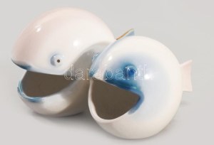 Aquincum aquazur hal pár. Terv.: Ősz Szabó Antónia. Jelzett, hibátlan, 9x5,5 cm /// Aquincum Aquazur Pair of Fish...