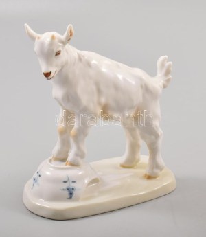 cca 1920 Meissen kecskegida. Modellőr: Erich Hösel. Jelzett, kézzel festett, hibátlan, m: 14,5 cm //...