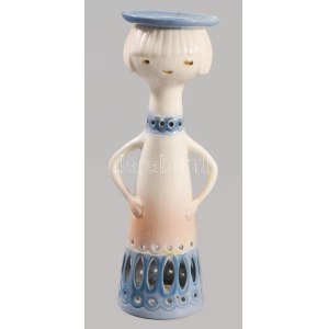 Aquincum aquazur gyertyatartó leányka. Kézzel festett, jelzett, hibátlan. terv: Őz-Szabó Antónia.16 cm //...