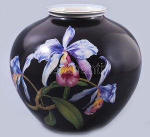 cca 1920 Rosenthal Cattleya mintás váza. Jelzett, kézzel festett, hibátlan, m: 18,5 cm //...