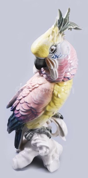 cca 1930/40 Karl Ens kakadu. Jelzett, kézzel festett, hibátlan, m: 36 cm /// c. 1930/40 Karl Ens Cockatoo. Signed, hand...