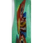 Murano Teone nagyváza. Multicolor murrine szeletekkel és anyagában ezüstlemezekkel díszített vastag...