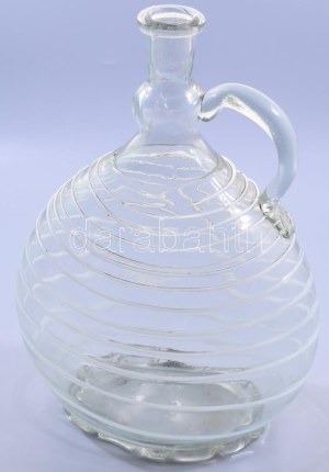 Palack. Zemplén, 18. sz. vége, színes üvegszál díszítéssel, m: 34,5 cm /// Bottle. Zemplén, late 18th century...