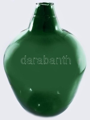 Borérlelő üvegballon. cca 19. sz. vége, Parád, zölden színezett hutaüveg, cca 50 liter, kis kopással, m: 53 cm...