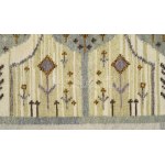 Németh Éva (1930-2019) textilművész: Nagyméretű faliszőttes pávákkal és virágos réttel. Hibátlan, 155x140 cm //...