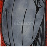 Lőrincz Vitus (1933-): Akt hátulról. Tűzzománc, rézlemez 48x15 cm Háttér 68x30 cm