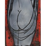Lőrincz Vitus (1933-): Akt hátulról. Tűzzománc, rézlemez 48x15 cm Háttér 68x30 cm