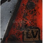 Lőrincz Vitus (1933-): Akt hátulról. Tűzzománc, rézlemez 48x15 cm Háttér 68x30 cm