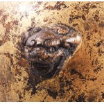 Aranyozott japán bronz váza. cca 19. sz. második fele, jelzés nélkül, kis kopással, m: 16 cm //...