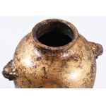 Aranyozott japán bronz váza. cca 19. sz. második fele, jelzés nélkül, kis kopással, m: 16 cm //...